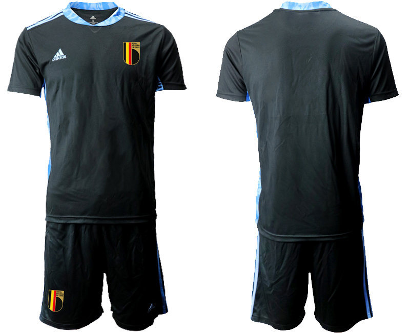 Men 2021 European Cup Belgium black goalkeeper Soccer Jersey->belgium jersey->Soccer Country Jersey
